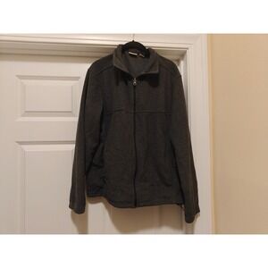 Bass Pro Shops Mens Full Zip Fleece Jacket Charcoal Gray Mock Neck Medium